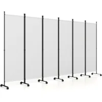 Separador de ambientes plegable de 6 paneles, gran biombo de 172 cm con ruedas bloqueables