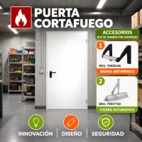 Puerta cortafuegos multiusos rf60, 890x2050 mm, reversible, 53 mm espesor. accesorios disponibles no incluidos barra antipánico y cierre automático.