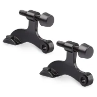 Tope de puerta negro resistente y ajustable (con amortiguador de goma) - paquete de 2