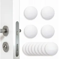 Tope de puerta redondo de silicona blanca anticolisión, autoadhesivo, protección de pared, silenciador de puerta, paquete de 12 unidades.