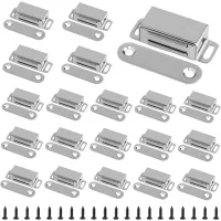 Cierres magnéticos de acero inoxidable con ventosa (9 kg) para puertas de armarios, alacenas y cajones (20 unidades) - color plata