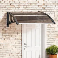 Marquesina de policarbonato alveolar 5 mm y aluminio, protección anti-uv e impermeable para puerta de entrada, 120 x 75 x 23 cm