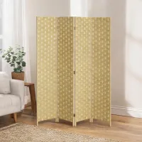 Biombo separador de interior plegable de 4 paneles de madera de pino y papel, altura 169,5 cm
