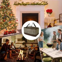 Soporte para leña con asas de transporte. bufanda impermeable para leña, ideal para chimenea, camping, cabaña y actividades al aire libre.