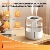 Humidificador de vapor frío de 3,8 l con llenado superior para dormitorio, ultra silencioso, apagado automático, luz nocturna para bebés y plantas.
