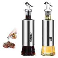 Botella de aceite de oliva y vinagre de 300 ml, paquete de 2 dispensadores de aceite y vinagre de cocina con embudo, herramienta dispensadora de ace