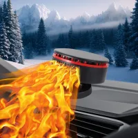 Calefactor portátil para coche de 12 v, descongelador/desempañador rápido 2 en 1, descongelador de parabrisas giratorio de 360° con manivela y enchufe