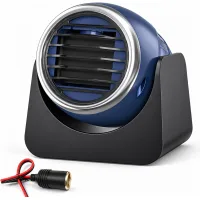 Calefactor auxiliar para coche de 12 v y 140 w - calefactor cerámico ptc con 2 velocidades de aire caliente - cable de 1,5 m con alfombrilla antidesli