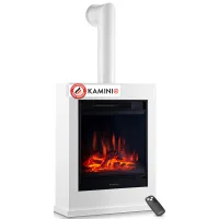 Kaminio chimenea eléctrica kalle con tubo de chimenea - chimenea eléctrica de pie con calefacción, efecto de llama 3d, control remoto - blanco