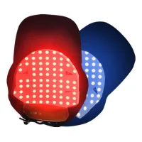 Gorro led con luz roja para el cuidado del cabello, luz azul para belleza y terapia, y luz infrarroja.