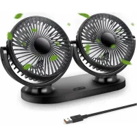 Mini ventilador usb - ventilador de doble cabezal con rotación de 360° - 3 velocidades - ventilador portátil.