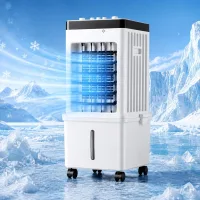 Enfriador de aire evaporativo para el hogar, ventilador de 15 l, 3 velocidades, 4 bolsas de hielo, depósito de agua extraíble