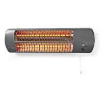Calefactor de bano mural 1200 w cuarzo 600/1200 w ipx4 hasta 12 m2 gris nedis