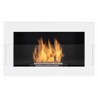 Biochimenea de pared 65 cm blanca con cristal | chimenea de bioetanol