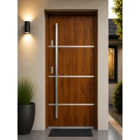 Puerta de entrada acorazada serie térmica unico roble dorado 204,5 x 87,6 cm apertura derecha | manillón