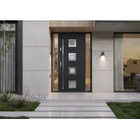 Puerta de entrada acorazada serie térmica dionizos gris antracita con cristal 204,5 x 87,6 cm apertura derecha | manillón