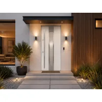 Puerta de entrada acorazada serie térmica neptun blanco con cristal 204,5 x 87,6 cm apertura derecha | manillón