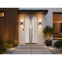 Puerta de entrada acorazada serie térmica neptun blanco con cristal 204,5 x 87,6 cm apertura izquierda | manillón