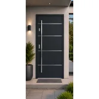Puerta de entrada acorazada serie térmica atena gris antracita 204,5 x 87,6 cm apertura derecha | manillón | seguridad clase 3