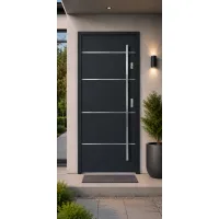 Puerta de entrada acorazada serie térmica atena gris antracita 204,5 x 87,6 cm apertura izquierda | manillón | seguridad clase 3