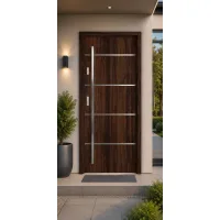 Puerta de entrada acorazada serie térmica atena nogal 204,5 x 87,6 cm apertura derecha | manillón | seguridad clase 3