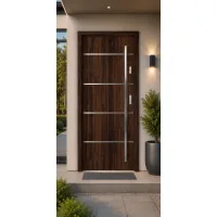 Puerta de entrada acorazada serie térmica atena nogal 204,5 x 87,6 cm apertura izquierda | manillón | seguridad clase 3