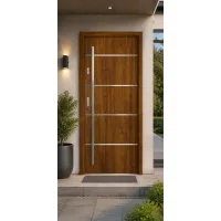 Puerta de entrada acorazada serie térmica atena roble dorado 204,5 x 87,6 cm apertura derecha | manillón | seguridad clase 3
