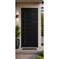 Puerta de entrada acorazada serie térmica atena negro antracita 204,5 x 87,6 cm apertura derecha | manillón | seguridad clase 3