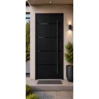 Puerta de entrada acorazada serie térmica atena negro antracita 204,5 x 87,6 cm apertura izquierda | manillón | seguridad clase 3