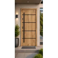 Puerta de entrada acorazada serie térmica atena roble sonoma 204,5 x 87,6 cm apertura derecha | manillón | seguridad clase 3