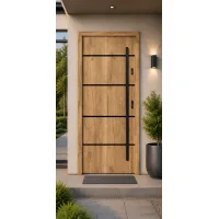 Puerta de entrada acorazada serie térmica atena roble sonoma 204,5 x 87,6 cm apertura izquierda | manillón | seguridad clase 3