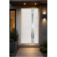 Puerta de entrada metálica serie confort ariadna blanco con cristal 204,5 x 87,6 cm apertura izquierda