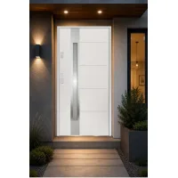 Puerta de entrada metálica serie confort ariadna blanco con cristal 204,5 x 87,6 cm apertura derecha