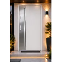 Puerta de entrada metálica serie confort arteon blanco con cristal 204,5 x 87,6 cm apertura derecha