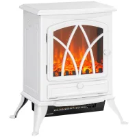 Chimenea eléctrica independiente de 1000/2000 w, chimenea decorativa de imitación con efecto de llama led, blanca.