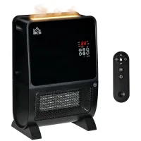Calefactor eléctrico 2 en 1 con humidificador, luz led de 3 colores, temporizador y mando a distancia, 33 x 21 x 49,5 cm, negro.