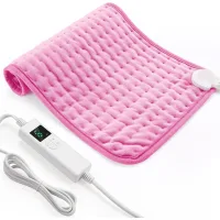 Almofada de aquecimento elétrica 30 x 60 cm, cinto de aquecimento lombar rosa