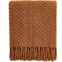 Manta rústica boho tricotada para sofá, cadeira e cama, macia, quente e leve, 127 x 170 cm, caramelo