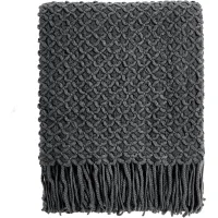 Manta boho de tricô para sofá cadeira cama decoração casa macia quente aconchegante leve primavera verão outono 127 x 170 cm cinza escuro