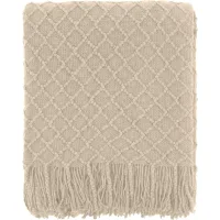 Manta rústica de tricô estilo boho para sofá, cadeira e cama, macia, quente e leve, 127 x 170 cm, bege