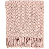 Manta boho de tricô para sofá, poltrona, cama e decoração, macia, quente e leve, 127 x 170 cm, rosa