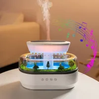 Humidificador de aroma de plástico con forma de gota de lluvia, con música y luz led multicolor (para uso doméstico) - blanco