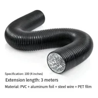 Manguera de extracción, apta para campanas extractoras de cocina y conductos de extracción de aire acondicionado (4 pulgadas (longitud 3 metros), 1 u