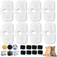 Filtro para bebedero de gatos compatible con los modelos plwf115/plwf105 (paquete de 8 filtros y 8 espumas)