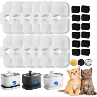 Filtro para bebedero de gatos compatible con los modelos plwf115/plwf105 (paquete de 12 filtros y 12 espumas)