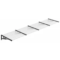 Marquesina puerta policarbonato negro y transparente 396x90 cm cfw52502