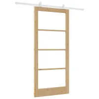 Puerta deslizante | puerta corredera con set de herrajes 'orkdal'madera maciza y vidrio cfw75418