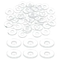 Arandelas planas de pvc transparente m4 (150 unidades por paquete), aptas para tornillos, pernos y baños (4 mm x 7 mm x 1 mm de espesor).