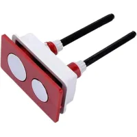 Botón de doble descarga, material abs, repuesto para inodoro, botón rectangular de doble accionamiento (rojo).