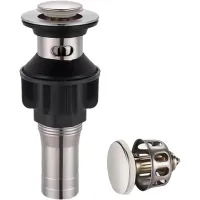Tapón de acero inoxidable para fregadero, tapón de desagüe tipo «pop-up», accesorios para tubería de desagüe de fregadero (12 x 6 cm)